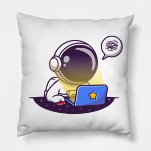 Cute Astronaut Working On Laptop Pillow