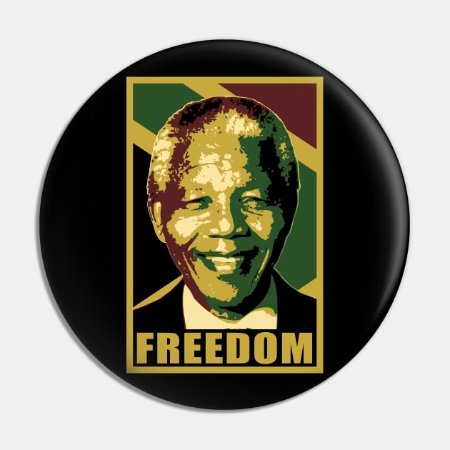 Nelson Mandela Freedom Smile Pop Art Pin by Nerd_art