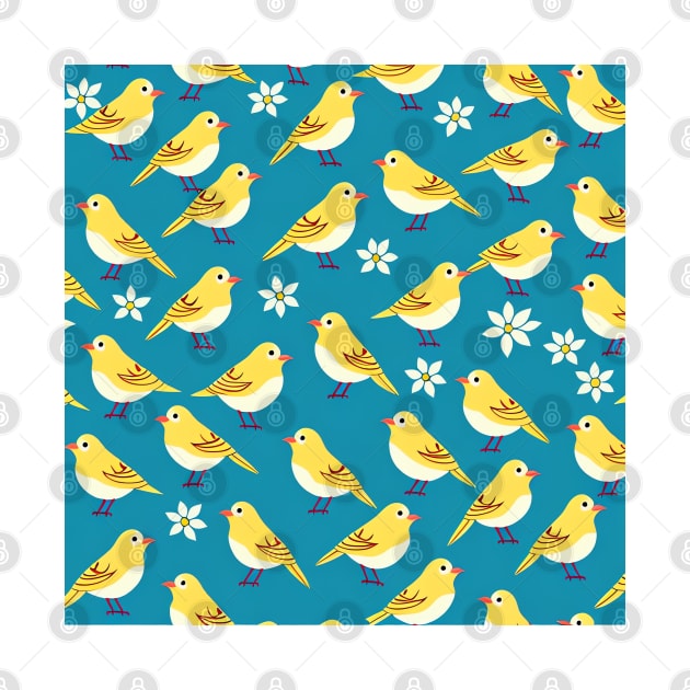 Cheerful Canaries Pop Art Pattern with Simplistic Cartoonish Style by thejoyker1986