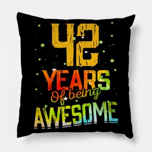 42 Years Of Being Awesome Gifts 42th Anniversary Gift Vintage Retro Funny 42 Years Birthday Men Women Pillow