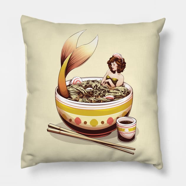 Mer-Noodles - Mermaid In Noodles Pillow by redappletees