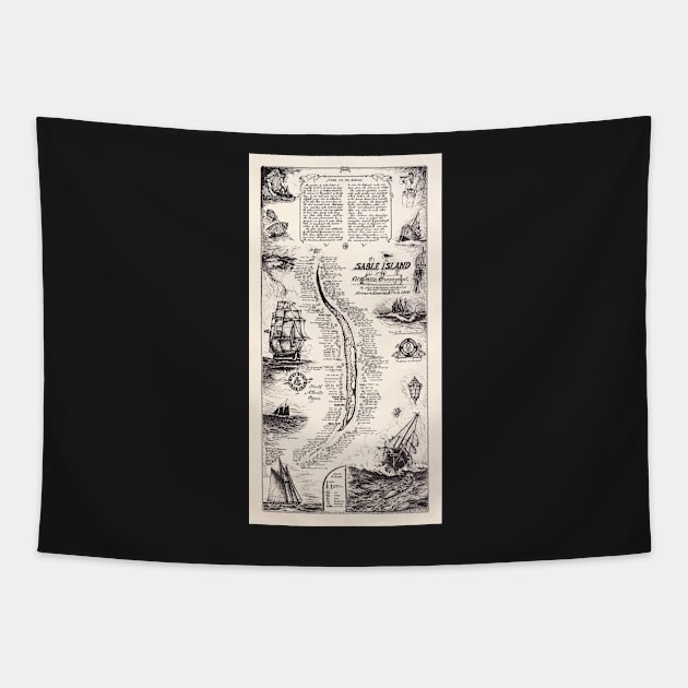 Sable Island Atlantic Graveyard Treasure Map Print Tapestry by ArtShare