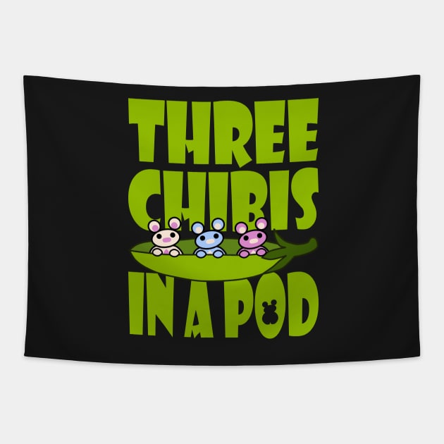 Three Chibis in a Pod Tapestry by Village Values