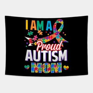 I Am A Proud Autism Mom Autism Awareness Ribbon Tapestry