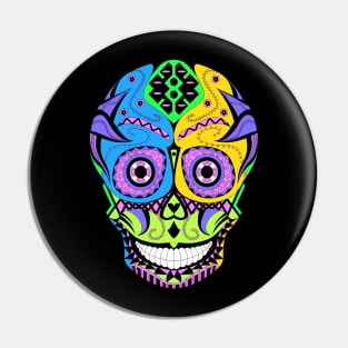 dark skeleton smile in mexican pattern Pin