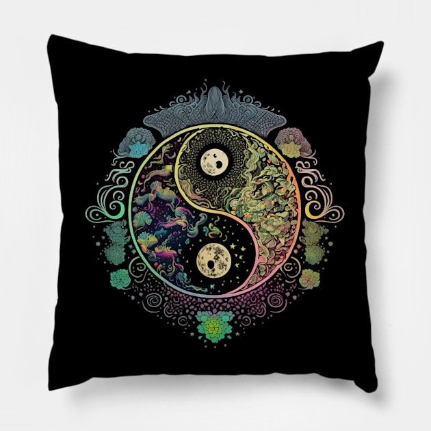 Trippy Yin Yang Pillow by loskotno