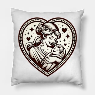 Vintage Motherhood Love Heart Symbol of Maternal Affection Pillow