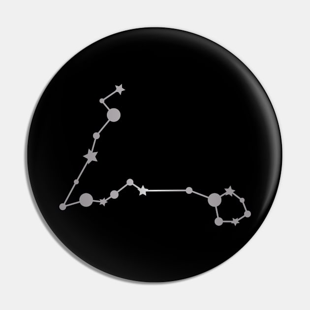 Pisces Zodiac Constellation in Silver - Black Pin by Kelly Gigi