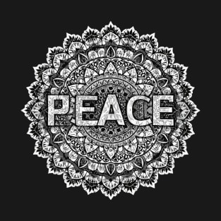 Peace text on mandala art T-Shirt