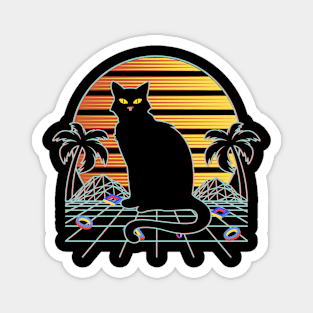 Cat Vaporwave Outrun Retro 80s Style Magnet