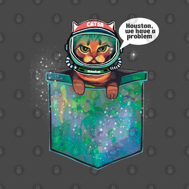 Houston we have a problem grumpy bengal space cat in pocket by Meakm