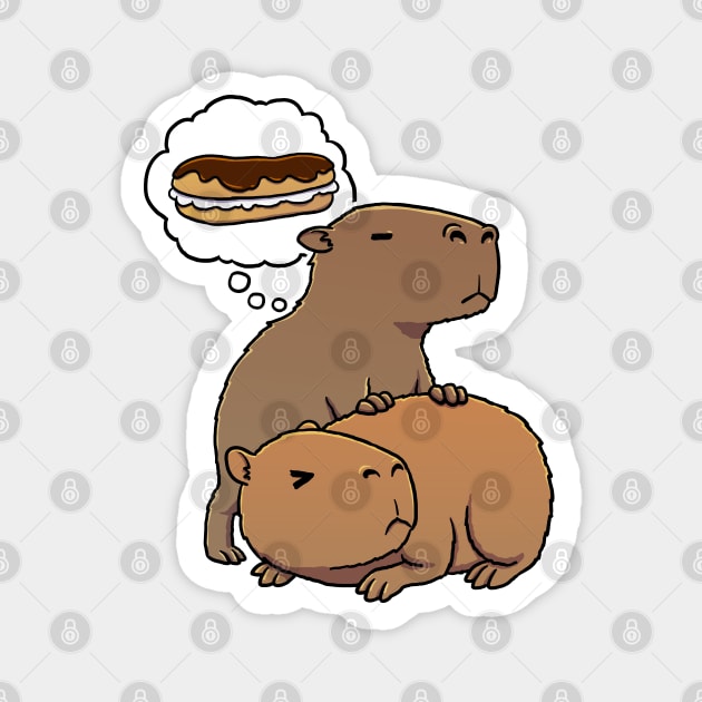 Capybara hungry for an Eclair Pastry Magnet by capydays