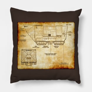 Desert Planet Crawler Parchment Blueprint Pillow