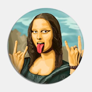 Mona Lisa rocks out - luxury painting with background - tongue out Pin