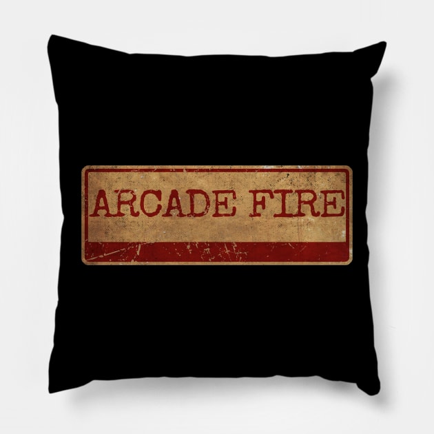 Aliska text red gold retro Arcade Fire Pillow by Aliska