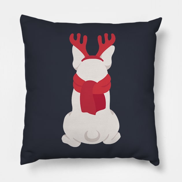 White French Bulldog Christmas Edition Pillow by JunkyDotCom