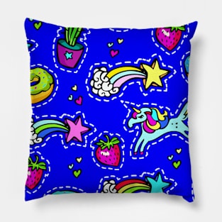 1980's Neck Gator Rainbows Unicorns Donuts Cactus Strawberries Blue 80's Neck Gator Pillow