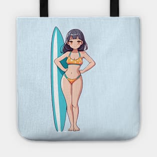 Cute anime girl bikini summer beach Tote