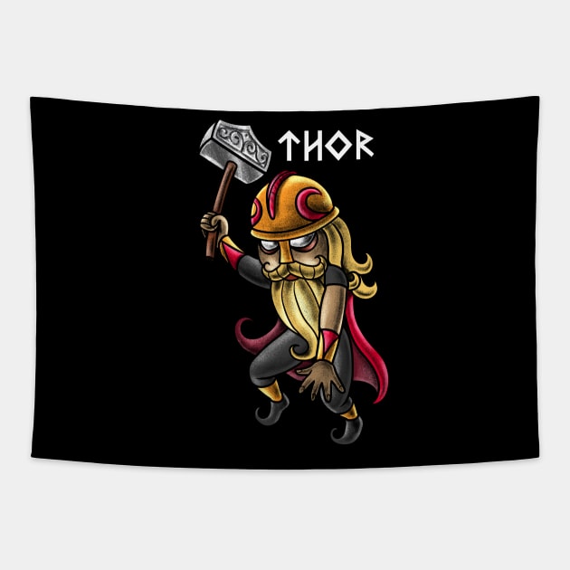 Thor - God of Strength and Thunder! Norse Mythology Design for Vikings and Pagans! Tapestry by Holymayo Tee