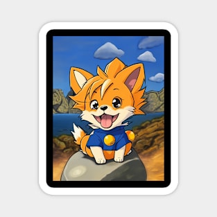 Cute Cartoon Dog in Goku Style Magnet