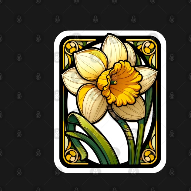 Art Nouveau daffodil march Birth Month Flower by OddHouse