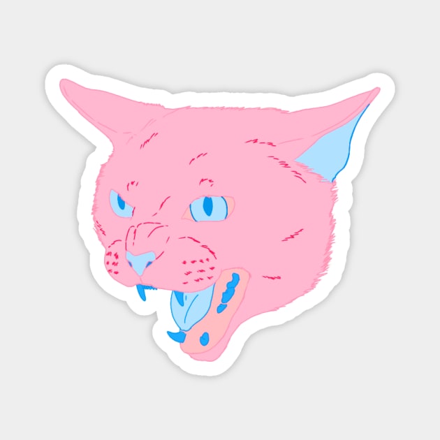 Vaporwave Cat - Pink Lemonade Magnet by Basicallyimbored