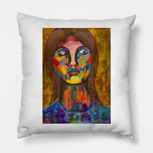 Lady Resting in Color Pillow