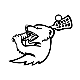 Mongoose With Lacrosse Stock Mascot Black and White T-Shirt