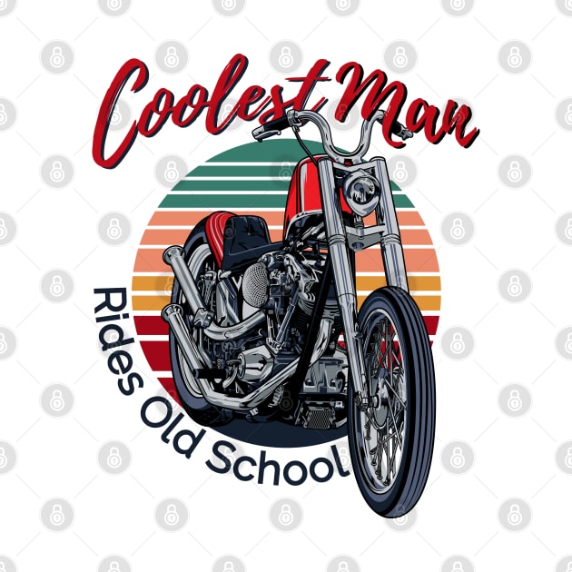 Coolest man rides old school, vintage motorcycle, old school bike by Lekrock Shop