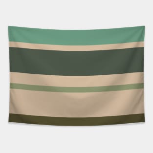 A lovely harmonization of Camo Green, Beige, Grey/Green, Greyish Teal and Ebony stripes. Tapestry