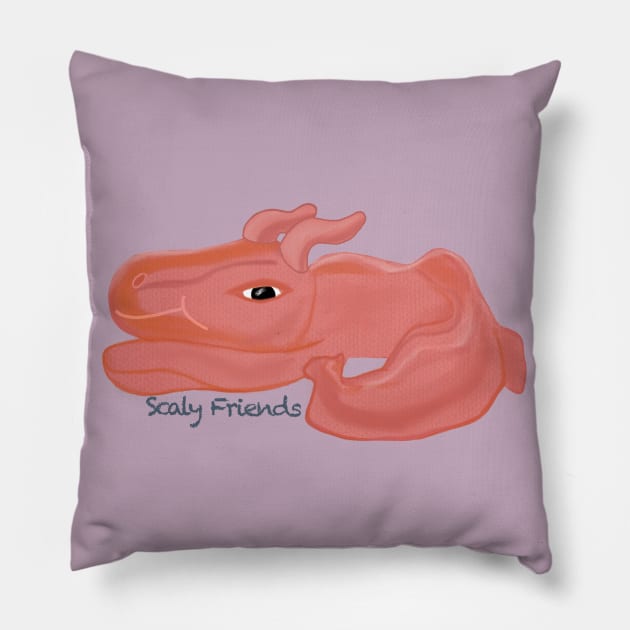 Rick the rose gold Dino - The Scaly Friend's Collection Artwort By TheBlinkinBean Pillow by TheBlinkinBean