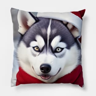 Cute Christmas husky dog Pillow