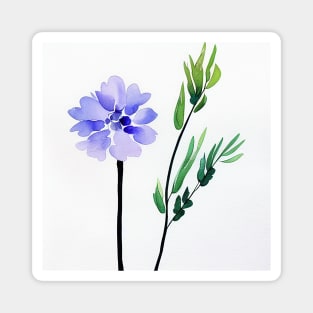 Blue Watercolor Flower Magnet