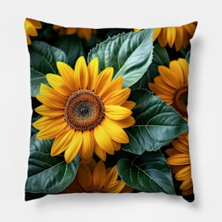 A Bed of Sunflowers in the Garden - Jigsaw Puzzle Pillow