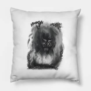 BLACK AND WHITE FIRE MONSTER Pillow