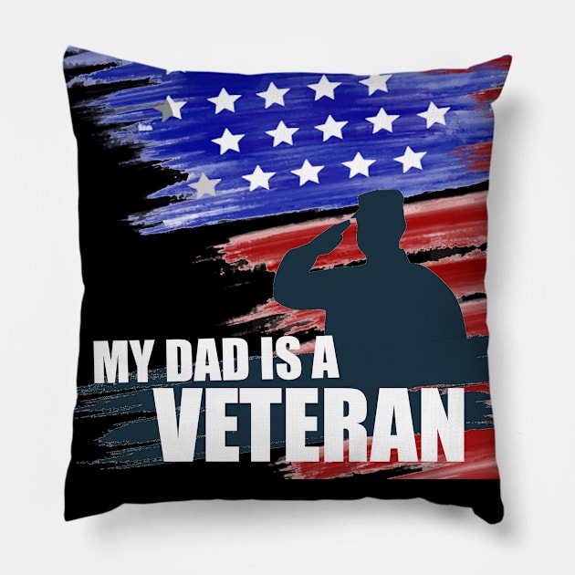 Veterans day father grandpa gift holiday Pillow by Flipodesigner