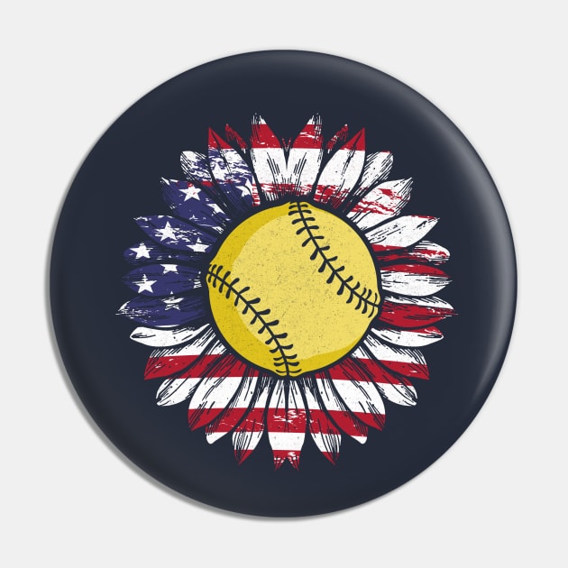 Softball Sunflower Pin by Jamrock Designs