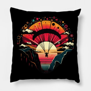 Retro Vintage Paragliding Design Pillow