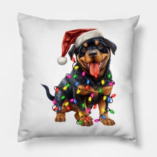 Christmas Rottweiler Pillow