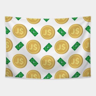 Jamaica’s Jamaican dollar J$ code JMD banknote and coin pattern wallpaper Tapestry