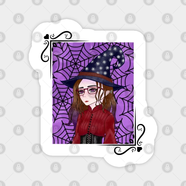 Modern Witch with Vintage Flair Magnet by AranisuDrawings