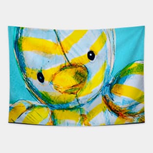 Striped Duckie Duck in Yellow and Blue Tapestry