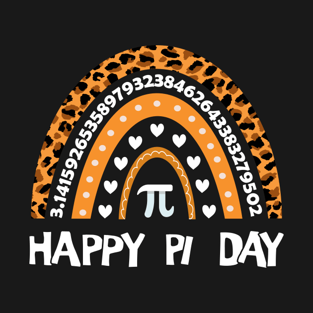 Happy Pi Day Mathematic Math Teacher Leopard Rainbow 3,14 by TrendyStitch