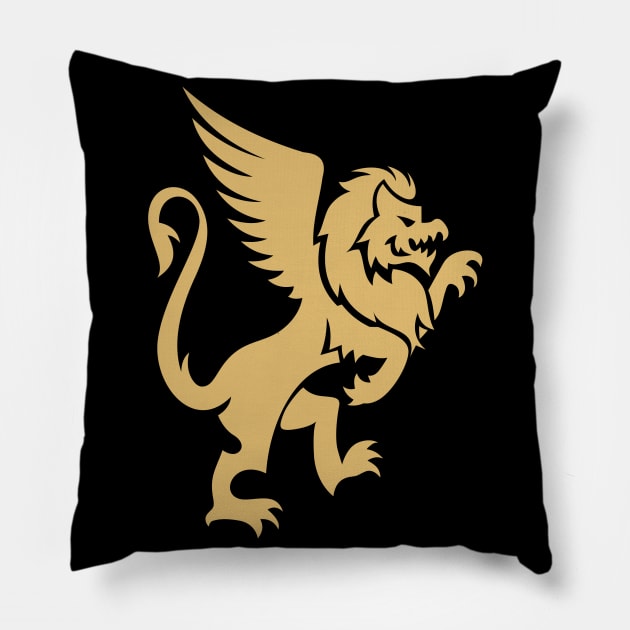 Golden Griffin Pillow by Whatastory