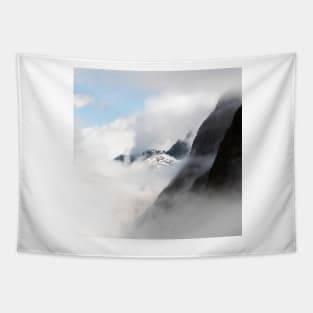 Misty Mountains in Milford Sound New Zealand Tapestry