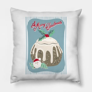 Merry Christmas Vintage Pudding Cookie Jar with Iced Gingerbread Cookies Pillow