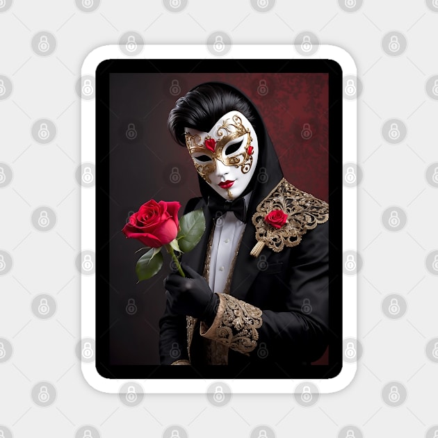 Gorgeous romantic man in Venetian mask Magnet by Khala