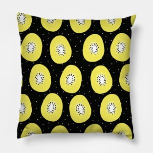 Kiwis on Black Pillow