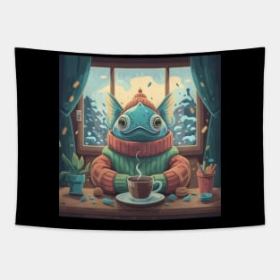 Coffee addict fish Tapestry