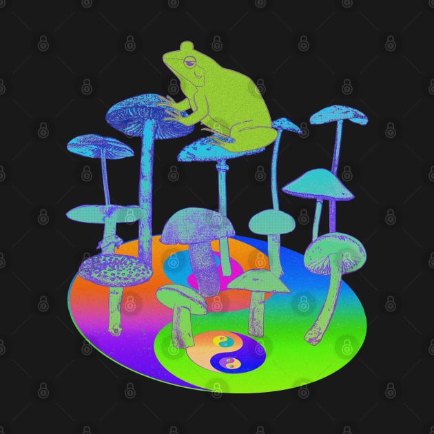 Frog Mushroom Yin Yang Psychedelic Tie Dye by blueversion
